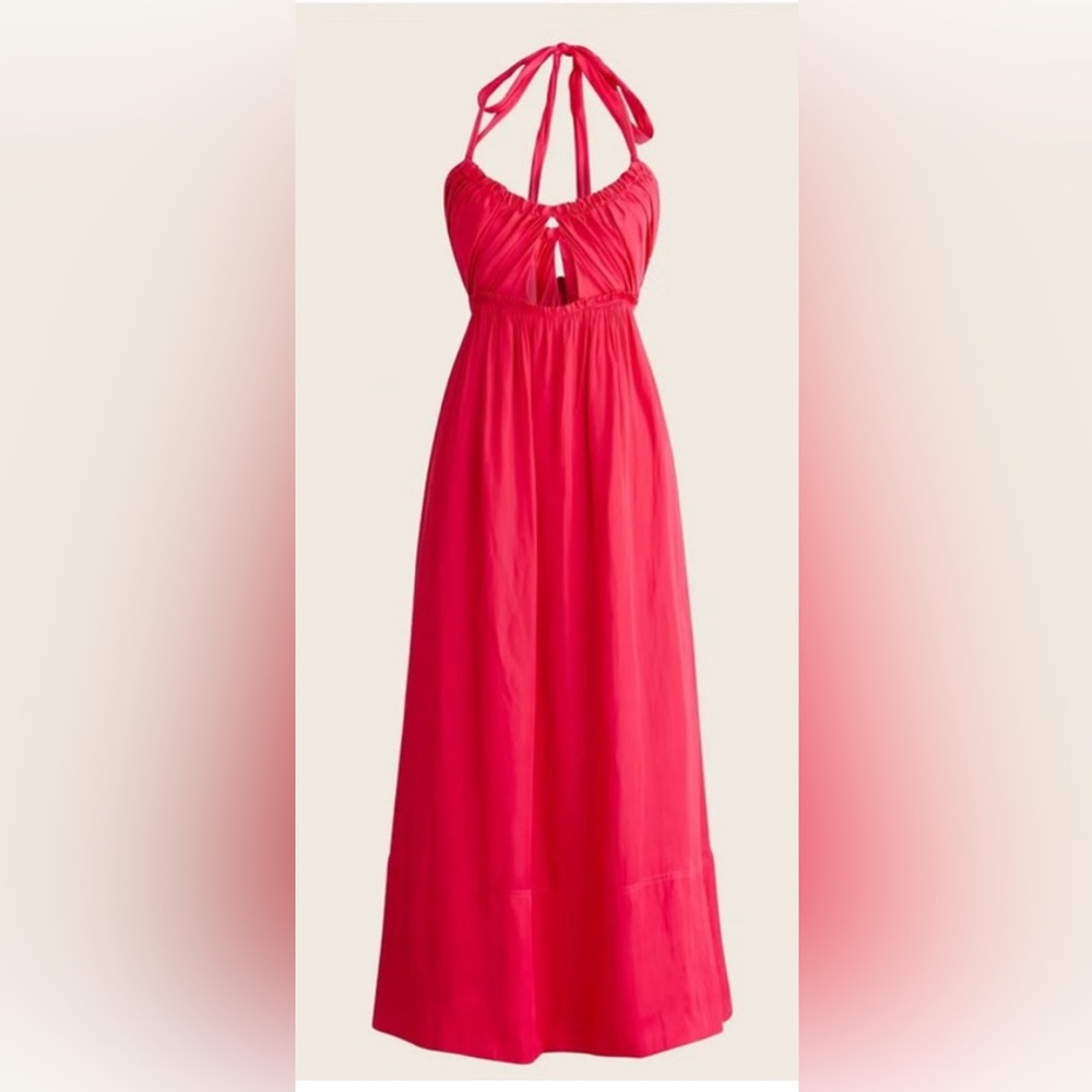 J. Crew Red Halter Red Cutout Summer Dress